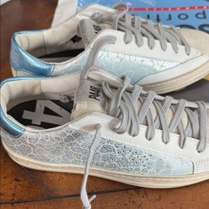 P448 Women's Sneakers in White and Light Blue John "betax "